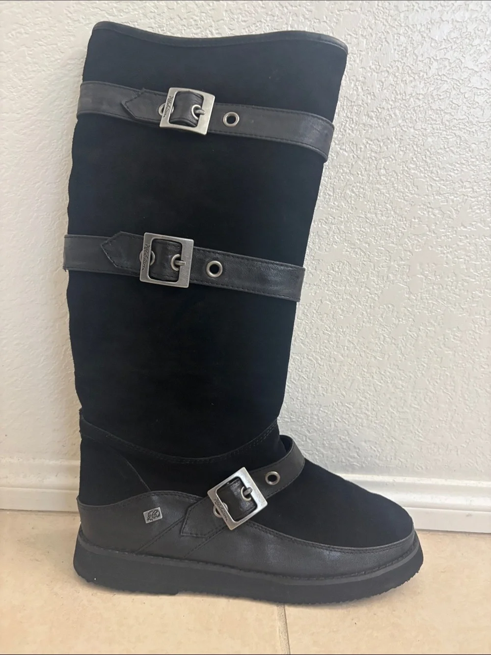 Cobian Women's Black Over-the-Knee Buckle Boots